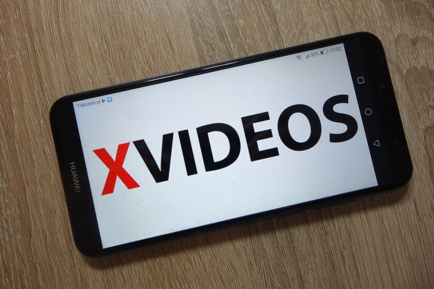 xvideos logo displayed on smartphone