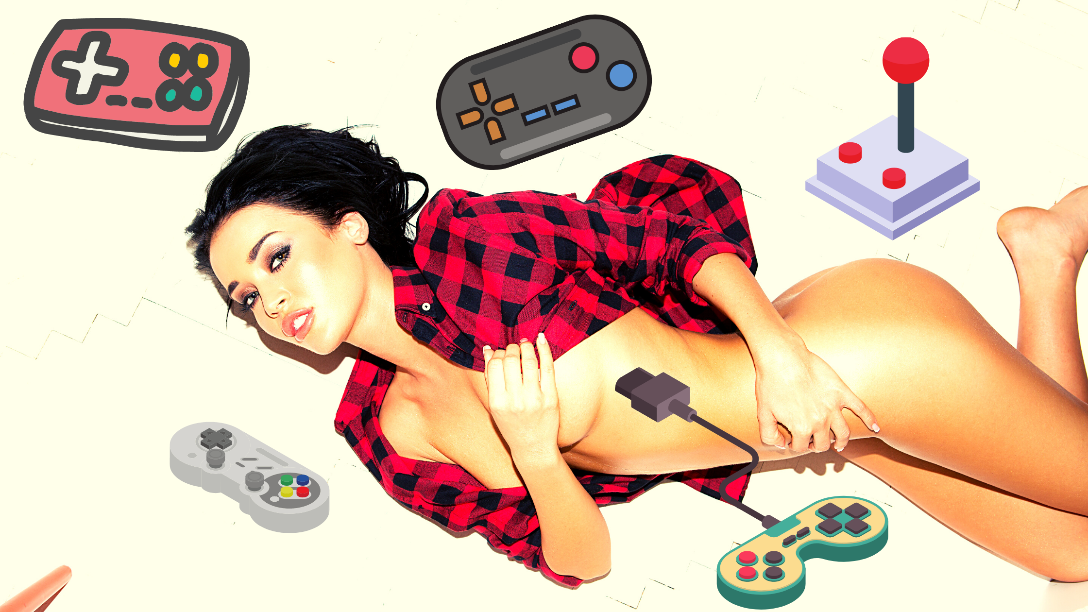 Nude gamer chick